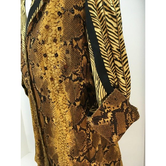 Vanity Womens Snake Sequin Blouse Python Top - Picture 2 of 10